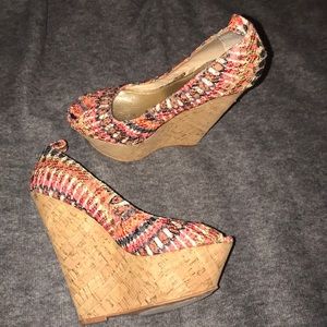 Multi Color Cork Bottom Wedge